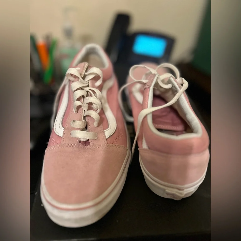 Vans Women's Classic Pink and White Sneakers - Picture 4 of 5